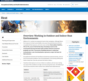 OSHA Website Heat